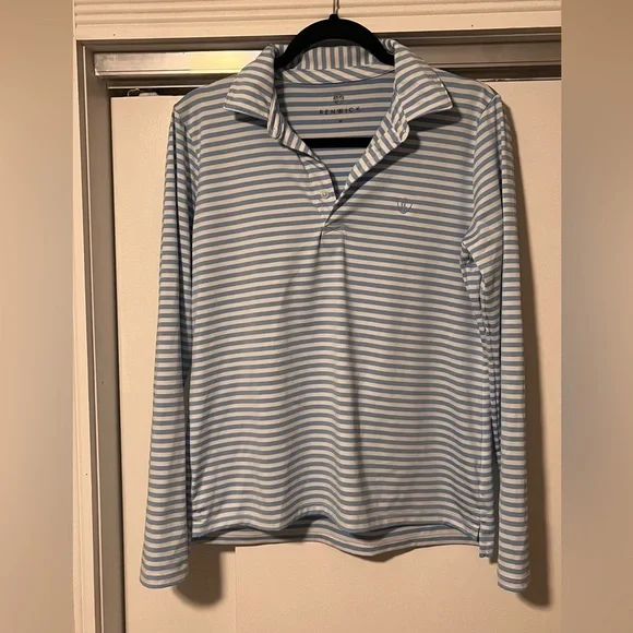 Classic Blue and White Striped Long Sleeve Top - Picture 1 of 4